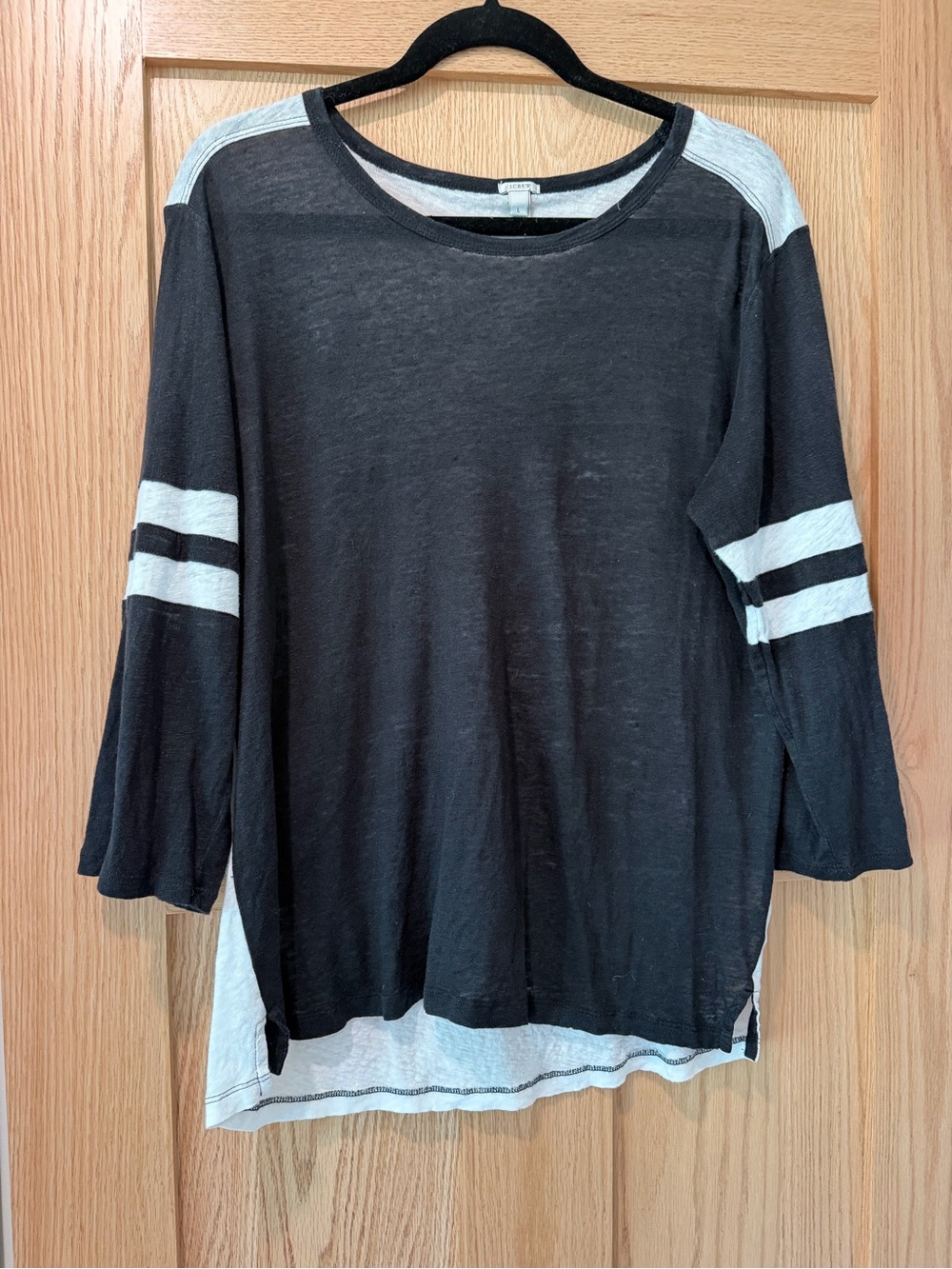 J. Crew Black and White Long Sleeve Raglan Top
